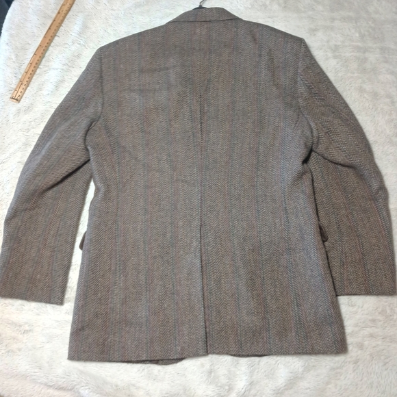 Vintage Haggar Tweed Sport Coat Mens 42R Brown Herringbone Wool Blazer Jacket - Picture 2 of 9